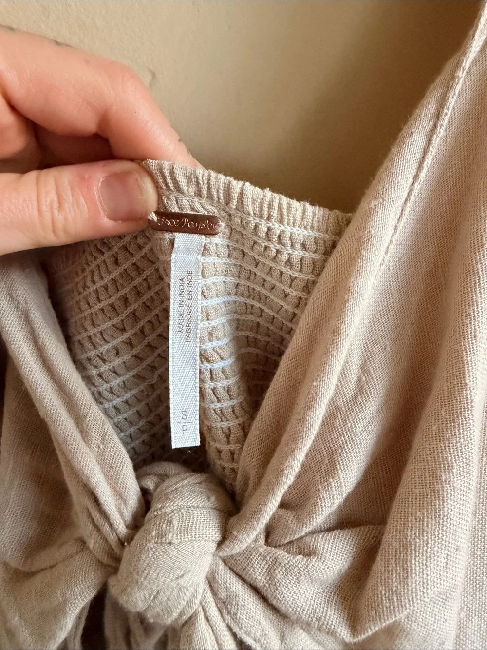 Free People Beige Backless Tie-Back Midi Dress - Picture 3 of 4